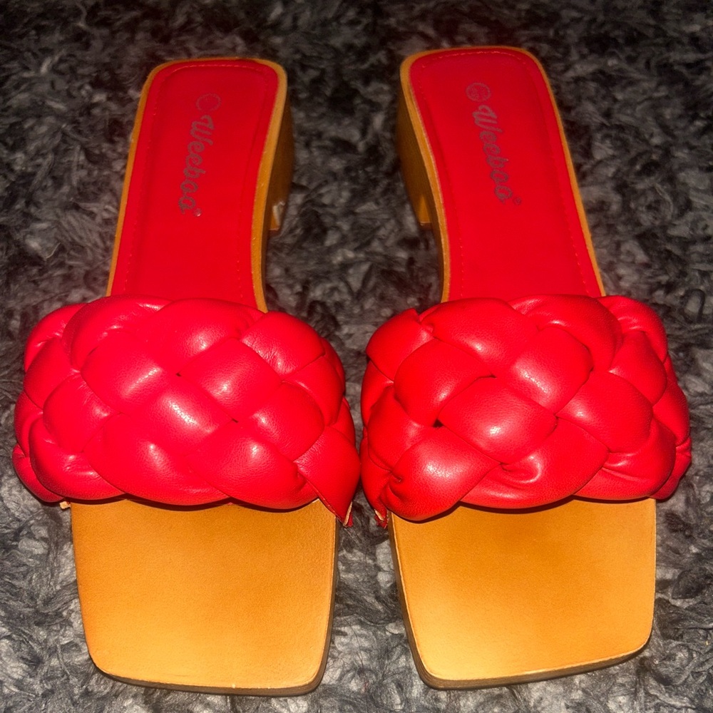 Red Braided Slide Sandals